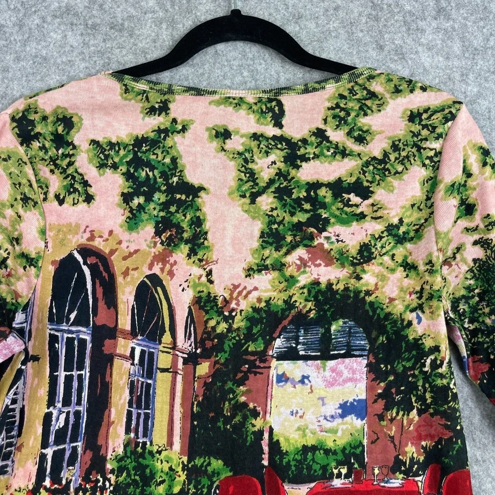Vintage Take Two Y2K Top Womens Medium Tuscan Patio Scene Sequin Artsy Boho NWT - Picture 12 of 14